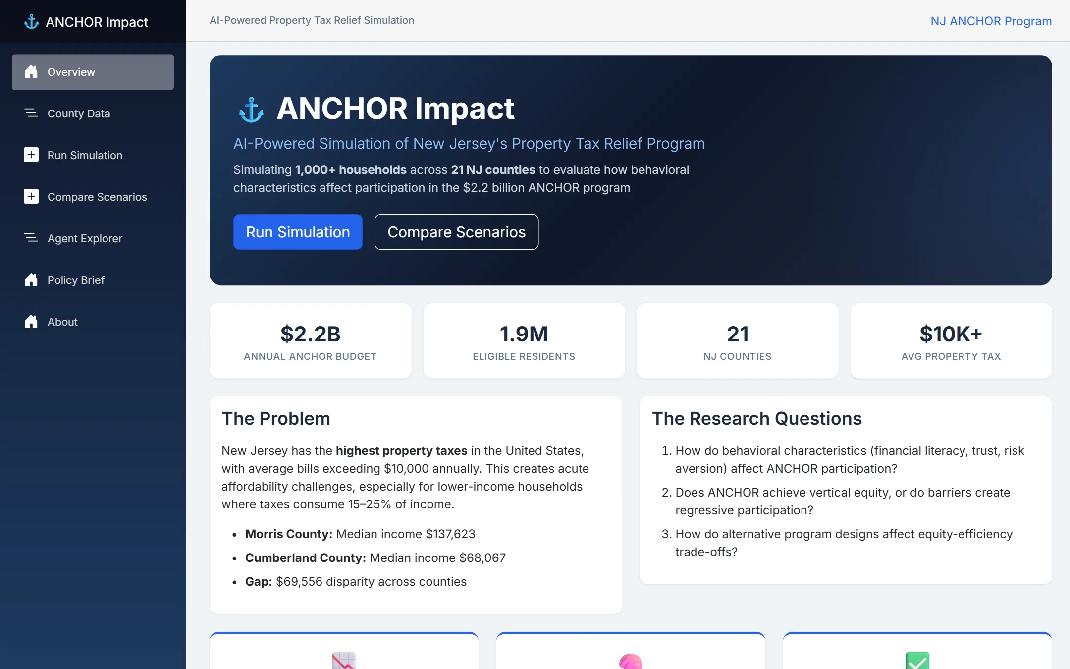 NJ ANCHOR Policy Simulation Platform, live site