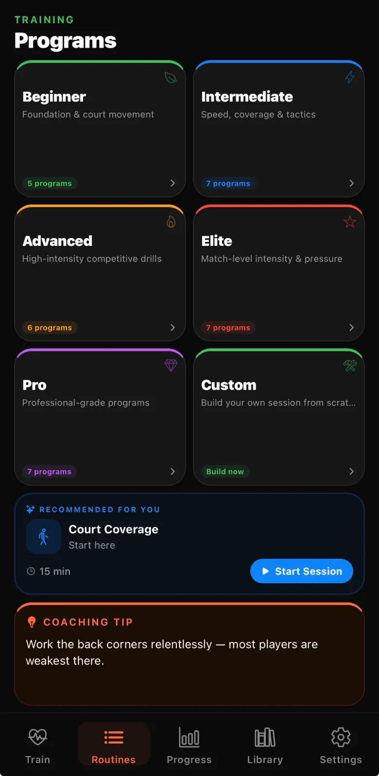 Squash GhostingX app: Programs