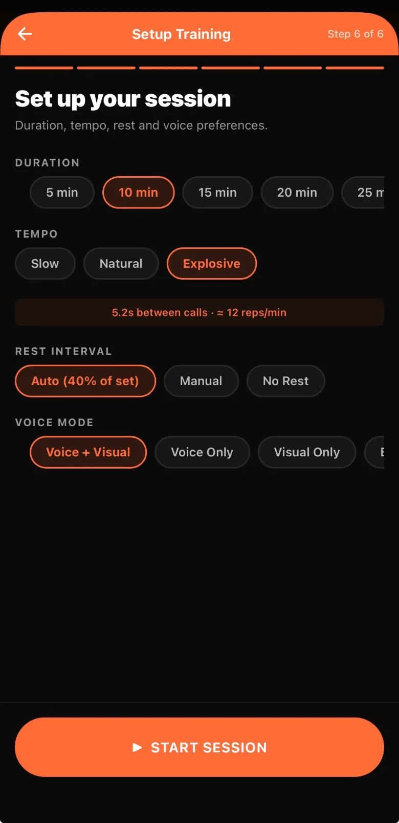 Squash GhostingX app: Session setup
